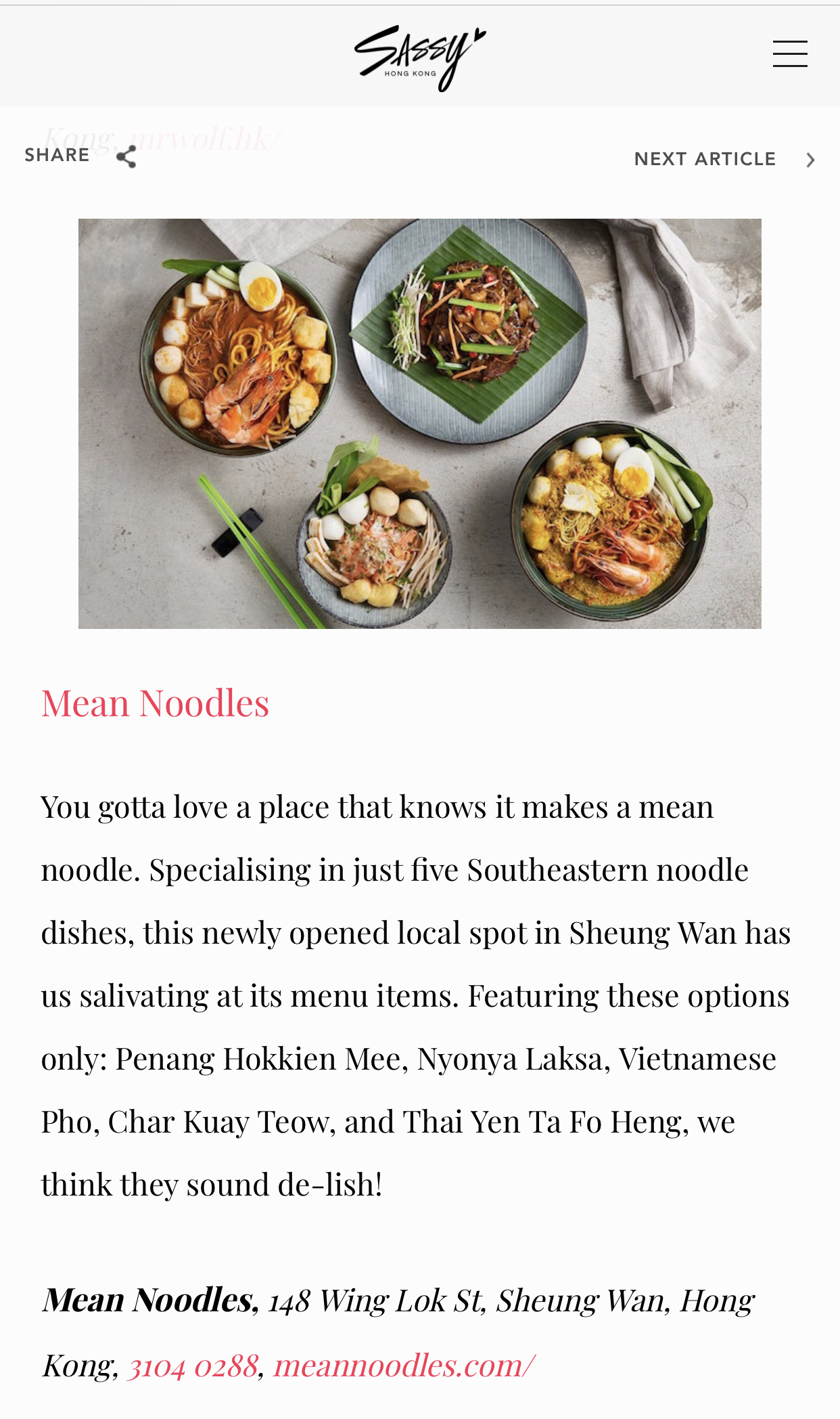 Mean Noodles on Sassy Hong Kong — HOT NEW TABLES, September 2017: New Restaurants in Hong Kong