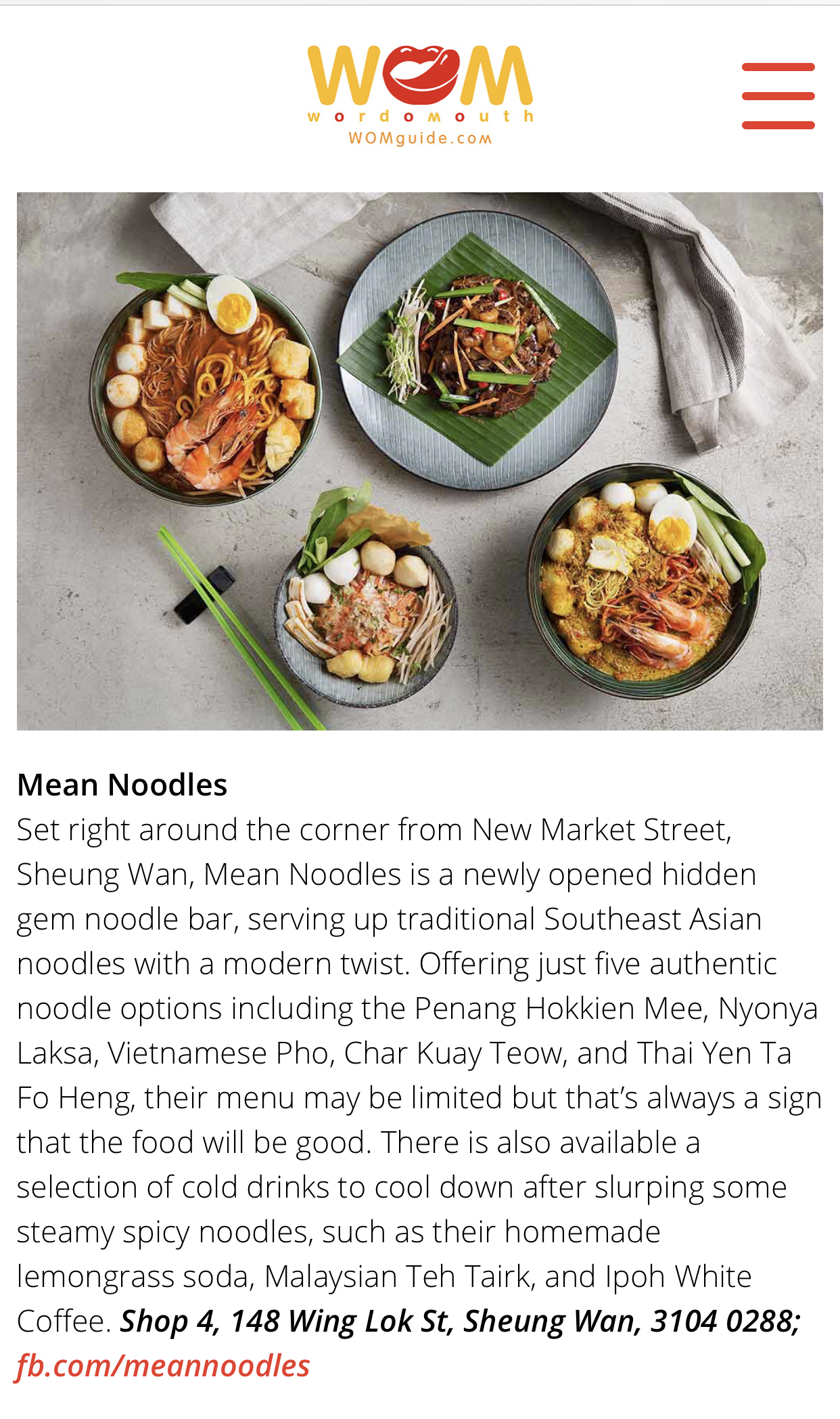 Mean Noodles on WOM Hottest new restaurants in September